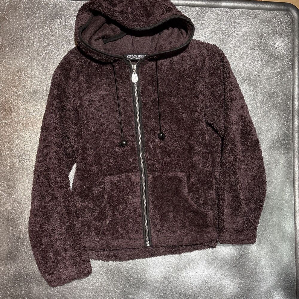 Pure Outdoor Women's Purple Full Zip Fleece Hoodie Jacket Sherpa  M Cabincore